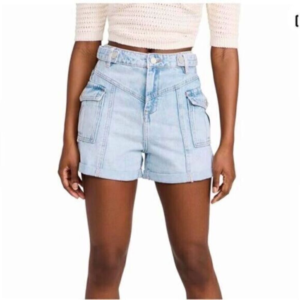 NWT Blank NYC Women’s “The Perry” Blue Jean Mom Shorts  Side Pockets- Size 25